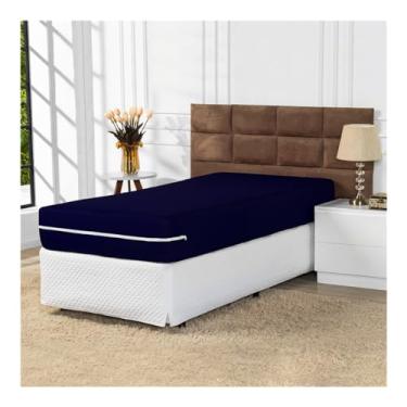 Imagem de Capa de Colchão com Ziper Solteiro (Marinho)