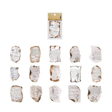 Imagem de Adesivos de papel vintage retrô adesivos de escrita de diário antigo suprimentos para agenda faça você mesmo, caderno, artesanato, 30 peças, material de papel premium, adesivos decorativos (carta