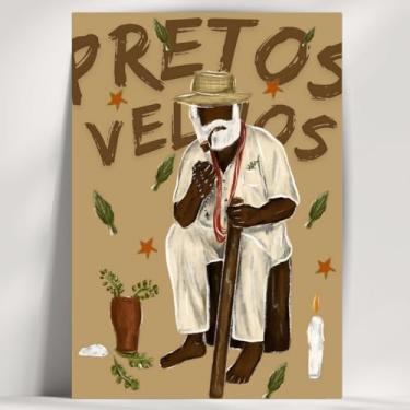 Imagem de Coleção de 62 quadros decorativos Giz - Umbanda e Candomblé - Decoração Orixá - Afro Brasileira - Escolha o seu Orixá! (Clássico, Preto Velho, 20x14cm)