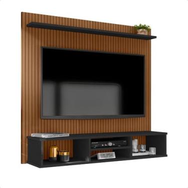 Imagem de Painel para TV até 50 Polegadas Ripado com Nicho e Prateleira  Ideal p