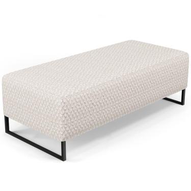 Imagem de Puff Decorativo Sala de Estar Bali W01 Base Ferro 120x50 cm Bouclê Cru - Lyam