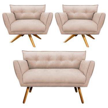 Imagem de Kit 01 Namoradeira e 02 Poltronas Giratória Anitta Suede