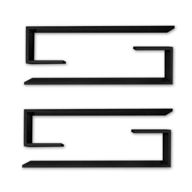 Imagem de Prateleira de Parede, 2 Estante Livros Prateleiras Nichos Branco 15mm(Preto)
