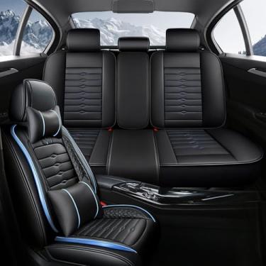 Imagem de UCSYCX Capas de assento de couro para GMC Sierra Chevy Silverado 1500 2500/HD 3500/HD 3500/HD 2007-2024, protetores de assento de caminhão, capa de assento de carro Napa à prova d'água (5 assentos