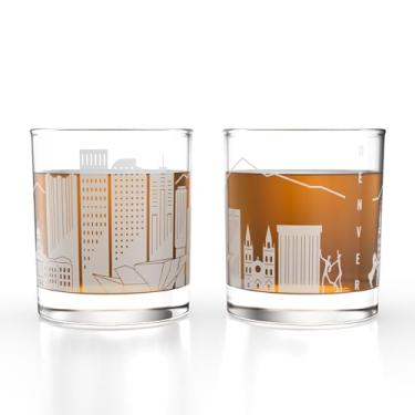 Imagem de Greenline Goods – Copos de uísque Denver, CO Skyline (conjunto de 2), 293 g – Copos Rocks/Old Fashioned