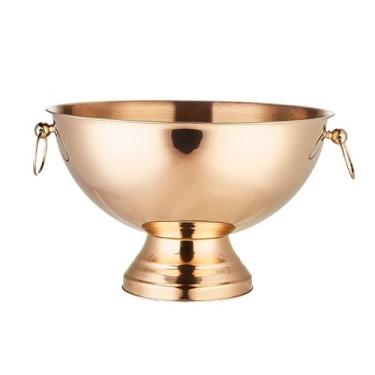 Imagem de baldes de gelo Balde de gelo grande em aço inoxidável com duas alças para vinho, champanhe, cerveja, karaokê, clubes, bares e festas(Rose gold)