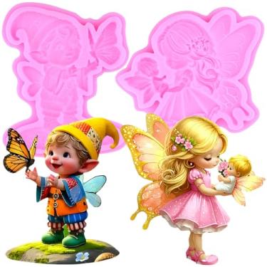 Imagem de MIYAHOUSE Molde de silicone para decoração de bolos, enfeite de cupcake, pasta de goma de chocolate, argila de polímero, conjunto de 2