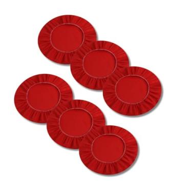 Imagem de Kit 6 Capa para Sousplat Basic, Tecido Oxford, Verde, Branco, Palha Preto, Vermelho, 35cm Diâmetro, Decoração Mesa de Jantar (Vermelho)