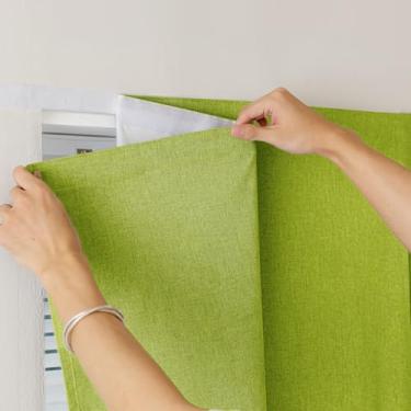 Imagem de Cortinas blackout 100% autoadesivas - Cortinas coladas em persianas, cortina sem necessidade de haste, cortina fácil de pendurar, use para quarto, cortinas romanas, L 152 x C 198 cm, 1 painel, verde