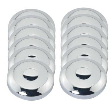 Imagem de ZZHXSM Flange de placa de cobertura de tubo de aço inoxidável cromado de 12 peças de 1/2 polegada para mangas de cobre PEX PVC com torneiras de diâmetro externo de 5/20.3 cm, pias, lavadoras de louça