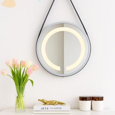 Imagem de Espelho Redondo Iluminado 50cm Touch 2 Leds com Alça Adnet Reduna