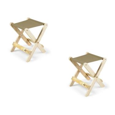 Imagem de Kit 2 Banquetas Dobráveis para Jardim Sereno Camping - Walk Forest