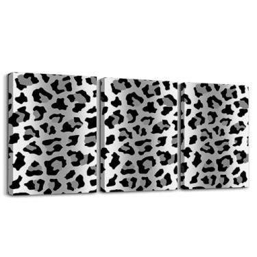 Imagem de jejeloiu Arte de parede infantil cinza leopardo preto 3 peças para sala de estar quarto 30,5 x 40,6 cm x 3 peças decorações de escritório decoração de escritório pôster chita imagem decoração de