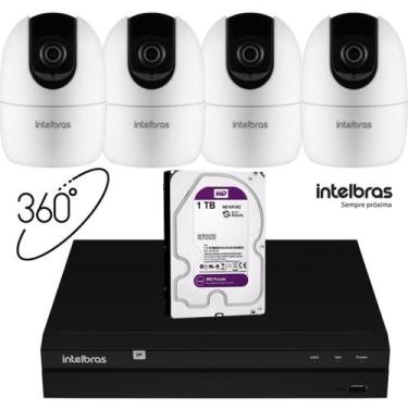 Imagem de Kit 4 Câmeras Im4 360 Wifi S/f Full Hd Nvd Intelbras Hd 1tb