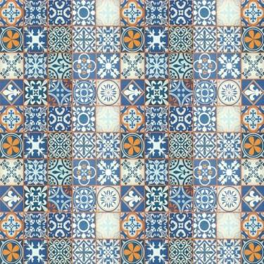 Imagem de Papel de Parede Adesivo Azulejo Português 5 metros = 1 Rolo de 5m X 45cm Autocolante Cozinha Banheiro
