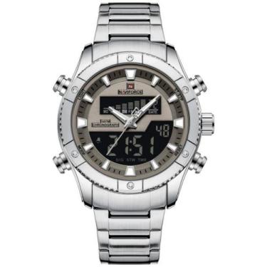 Imagem de Relógio de quartzo eletrônico luminoso à prova dágua pulseira aço inox