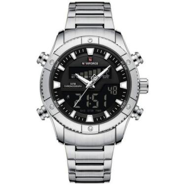 Imagem de Relógio de quartzo eletrônico luminoso à prova dágua pulseira aço inox