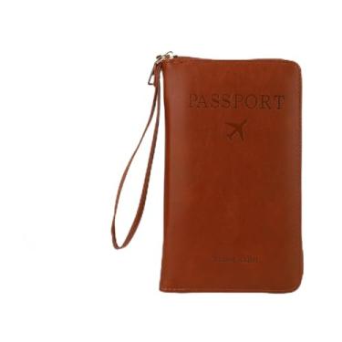 Imagem de Carteira Multifuncional RFID Passaporte, Elegante Viagens Porta Passaporte Carteira Porta Cartão de Embarque para Mulheres e Homens Viagens de Negócios e Férias