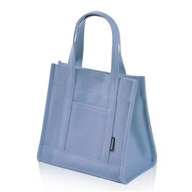 Imagem de Chamboise Mini sacola – Bolsa de lona elegante e compacta com fecho de pressão, ideal para uso diário e passeios casuais, Azul Zenith (lona resistente – autônoma)