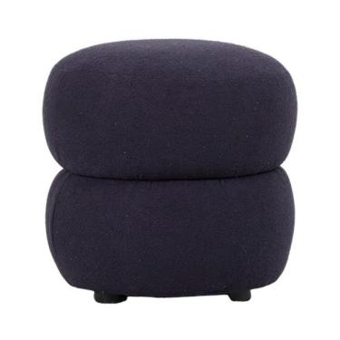 Imagem de Puff Redondo Respiro Rivatti 39 Cm (altura) Estofado Em Bouclê Azul Noite