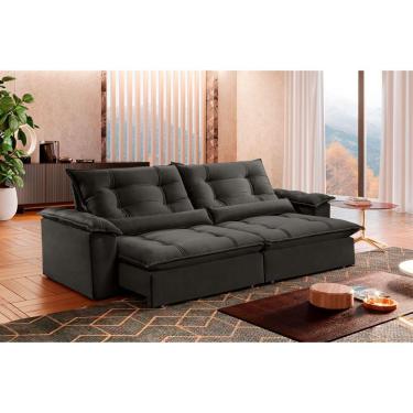 Imagem de Sofá Retrátil E Reclinável Apolo 2,30m 4 Lugares Cinza