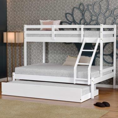 Imagem de Treliche Com Cama Casal Slim Rb Madeira Maciça Branco Housin