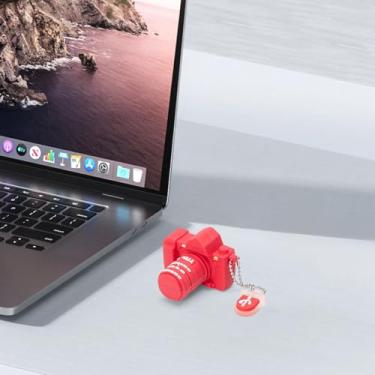 Imagem de Dispositivo de armazenamento externo de dados USB Flash Drive de 32 GB, perfeito para presentear familiares e amigos (câmera vermelha)