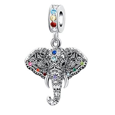 Imagem de TCHYUN Pingente de elefante da sorte com pingente de animal da sorte compatível com pulseira Pandora feminina