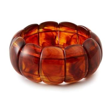 Imagem de MMIUAEG Pulseira de resina acrílica colorida para mulheres, pulseiras elásticas grossas e geométricas de plástico para mulheres, joias de férias, 0.1, Acrílico, Sem Pedra Preciosa