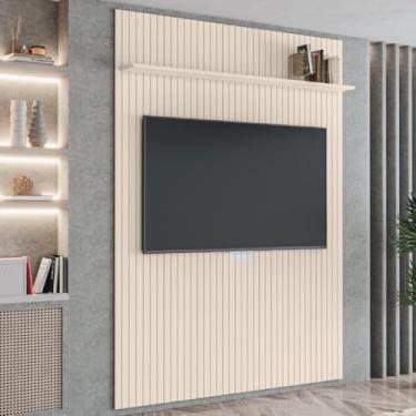 Imagem de Painel para Tv até 55 Polegadas Ripado com Prateleira Arbo 1,39x2,40m Off White Edn