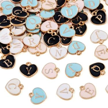 Imagem de Spritewelry Berloques de letras para fabricação de joias de liga esmaltada, pingentes de letra inicial maiúscula A-Z, pingentes do alfabeto para colar, pulseira, brincos, chaveiros, suprimentos de