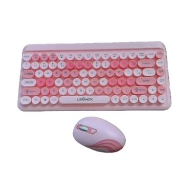 Imagem de Kit Teclado Mouse Wireless Sem Fio USB Bluetooth Colorful LEY-176A Rosa