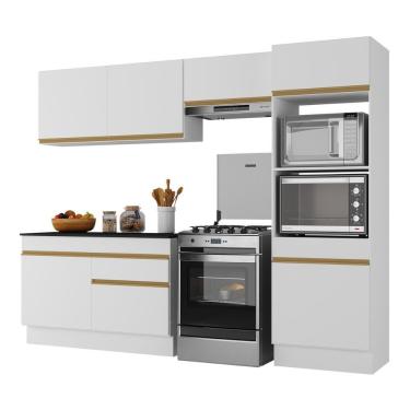 Imagem de Armário De Cozinha Compacta 4 Peças Com Rodapé Mp2193 Made Multimóveis Branco/dourado Branco/dourado