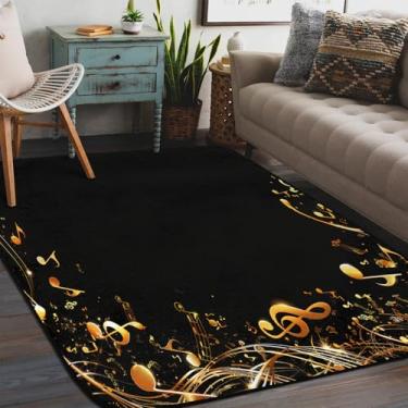 Imagem de Tapete de área para sala de estar, lavável à máquina, notas, música, tapete antiderrapante macio para sala de estar, quarto, sala de jantar, berçário, cozinha, decoração de casa