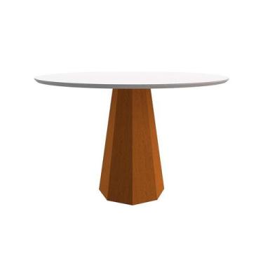 Imagem de Mesa de Jantar Redonda com Tampo de Vidro Isis Off White e Ype 117 cm 