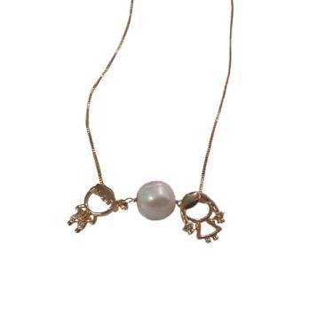 Imagem de Colar Casal em Pérola com Mini Zircônia, Banho 18k