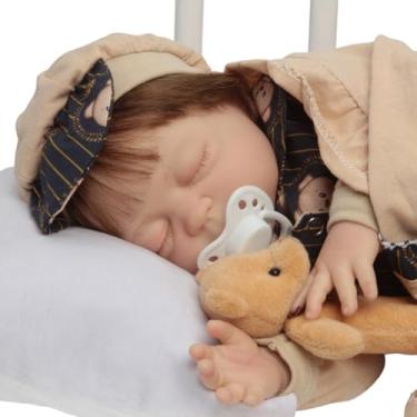 Imagem de Boneco Reborn Bebê Realista Menino Fio a Fio Olho Fechado