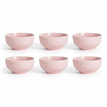 Imagem de Kit 6 Bowl Tigela Rosa Relevo Shell 408 ml Germer Porcelanas