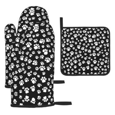 Imagem de Dog Puppy – Conjunto de cozinha essencial com 3 peças, luvas resistentes ao calor e aderência da tampa, proteção para churrasco no forno, design de armazenamento suspenso.
