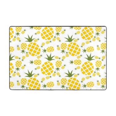 Imagem de ZERAOKE Tapetes de área de abacaxi, 5 x 9 m, tapetes de boas-vindas para entrada, tapetes absorventes antiderrapantes para quarto, lavável, felpudo, macio, tapete de porta para entrada, decoração de