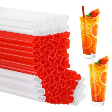 Imagem de Potchen 150 Pçs Canudos de Plástico em Forma de Meia de Natal Descartáveis para Coquetel Festa de Natal Artigos de Festa de Aniversário (Vermelho, Branco)