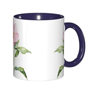 Imagem de Zeraoke Peony Print Canecas de café criativas, personalizadas, presente para a família, tamanho 325 ml, unissex