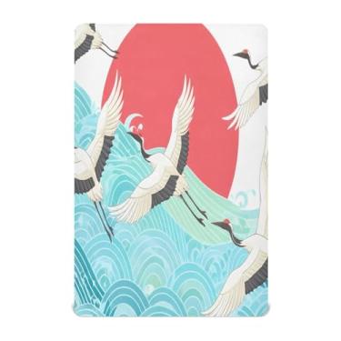 Imagem de Wassud Jogo de lençol com elástico para berço com guindastes tradicionais com berço respirável para meninos e meninas, neutro, 71 x 132 cm