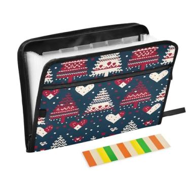 Imagem de Wassud Acordeão de fundo de Natal organizador de arquivos de papel A4 pastas de arquivo de papel fólio organizador de documentos com etiquetas pasta de arquivo expansível 13 bolsos