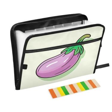 Imagem de Wassud Berinjela roxa com 13 bolsos, organizador de arquivos sanfonados, pastas expansíveis com abas e adesivos, organizador de pastas de documentos de recibo de papel tamanho carta A4 para viagens de