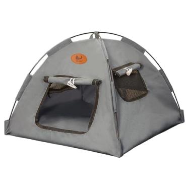 Imagem de KiBcsLic Tenda aberta para animais de estimação, tenda para gatos, casinha com forro de folha de alumínio, cama fechada e respirável para gatinhos, para todas, L