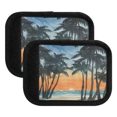 Imagem de Qilmy Coqueiros e pôr do sol, alça de bagagem, embalagem com 4 identificadores de bagagem, identificadores de bagagem, capa confortável para carrinho de bebê, mala de viagem, acessórios de viagem de