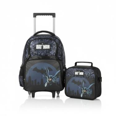 Imagem de Kit Escolar Preto Batman Mochila + Lancheira