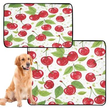 Imagem de CEBUGI Almofadas de xixi laváveis para cães, pacote com 2, almofadas impermeáveis para filhotes de cachorro, antiderrapante, à prova de vazamento, para cama de cercadinho, vermelho cereja