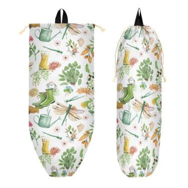 Imagem de xigua Suporte de parede para saco plástico de plantas com cordão 1 pacote, organizador de sacolas de supermercado reutilizável para bolsas, meias, roupas íntimas e gravatas